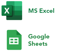 graphic icon of Microsoft Excel and Google Sheets