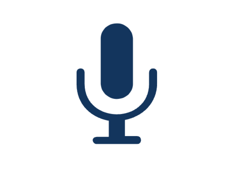 blue icon of a microphone