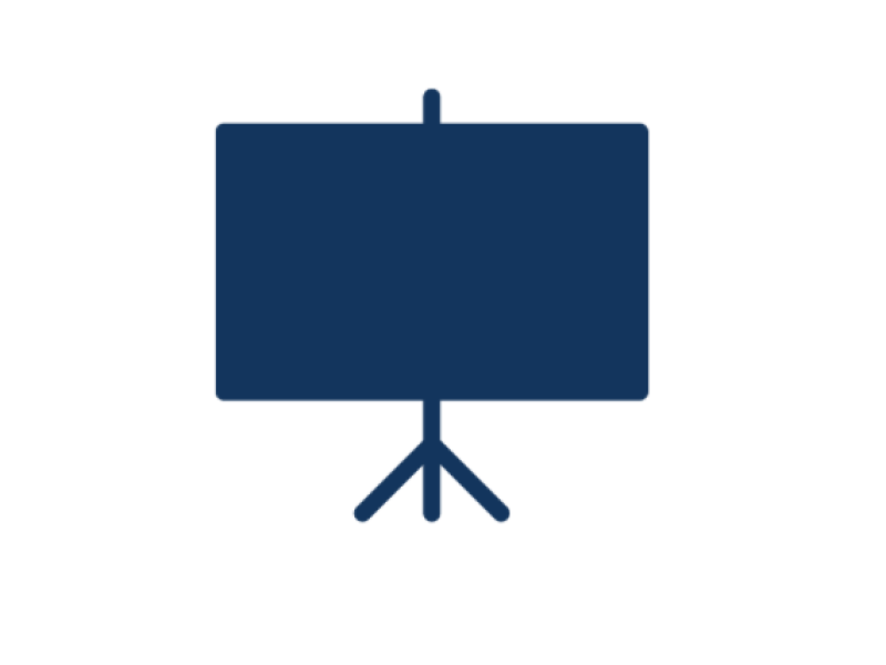 blue icon of a projector screen